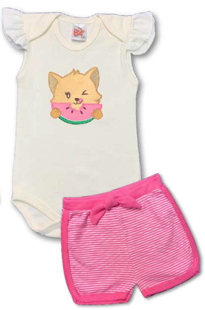 Conjunto Body/Shorts Bordado Feminino