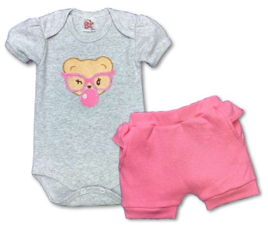 Conjunto Body/Shorts Bordado Feminino
