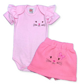 Conjunto Body/Shorts saia Bordado Feminino Infantil