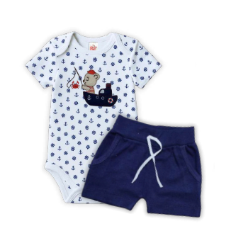 Conjunto Body/Shorts Bordado Masculino
