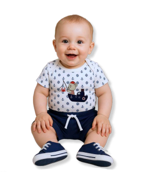 Conjunto Body/Shorts Bordado Masculino