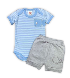 Conjunto Body/Shorts Bordado Masculino