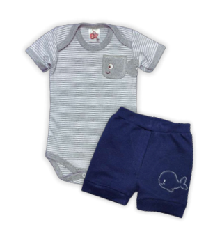 Conjunto Body/Shorts Bordado Masculino