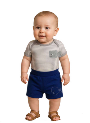 Conjunto Body/Shorts Bordado Masculino