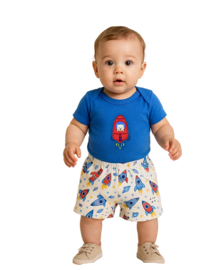 Conjunto Body/Shorts Bordado Masculino