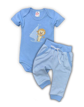 Conjunto Body/Calça Listrada Bordado Masculino