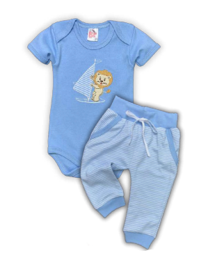 Conjunto Body/Calça Listrada Bordado Masculino