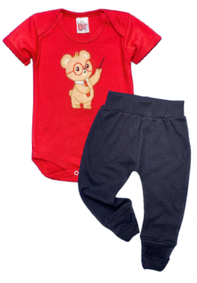 Conjunto Body/Calça pé Reversível Bordado Masculino