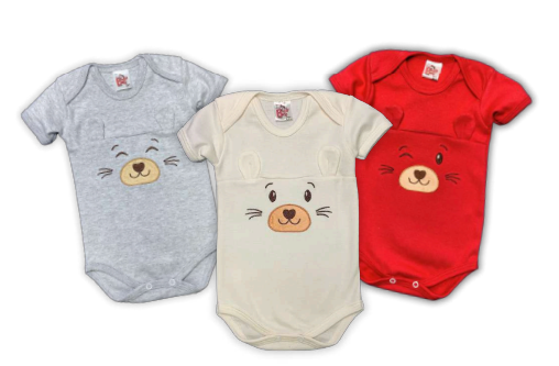 Body meia manga Suedine Orelhinhas Bordado Unissex