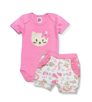 Conjunto Body/Shorts Bordado Feminino Infantil