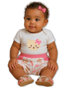 Conjunto Body/Shorts Bordado Feminino Infantil