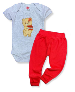 Conjunto Body/Calça pé Reversível Bordado Feminino