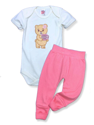 Conjunto Body/Calça pé Reversível Bordado Feminino