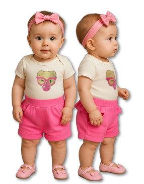 Conjunto Body/Shorts Bordado Feminino Infantil