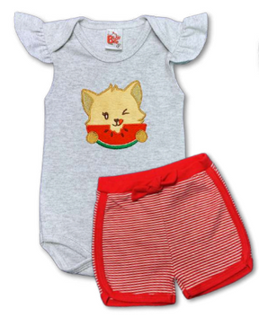 Conjunto Body/Shorts Bordado Feminino Infantil