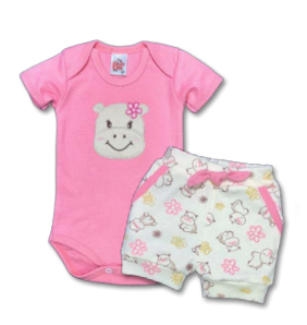 Conjunto Body/Shorts Bordado Feminino Infantil